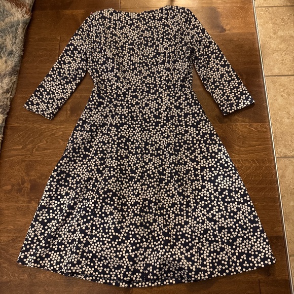 Boden Lined Tea length Patterned Blue & White Dress - Picture 5 of 5